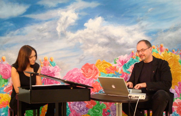 Isabel Ettenauer and Karlheinz Essl rehearsing "Sequitur V" by Karlheinz Essl
