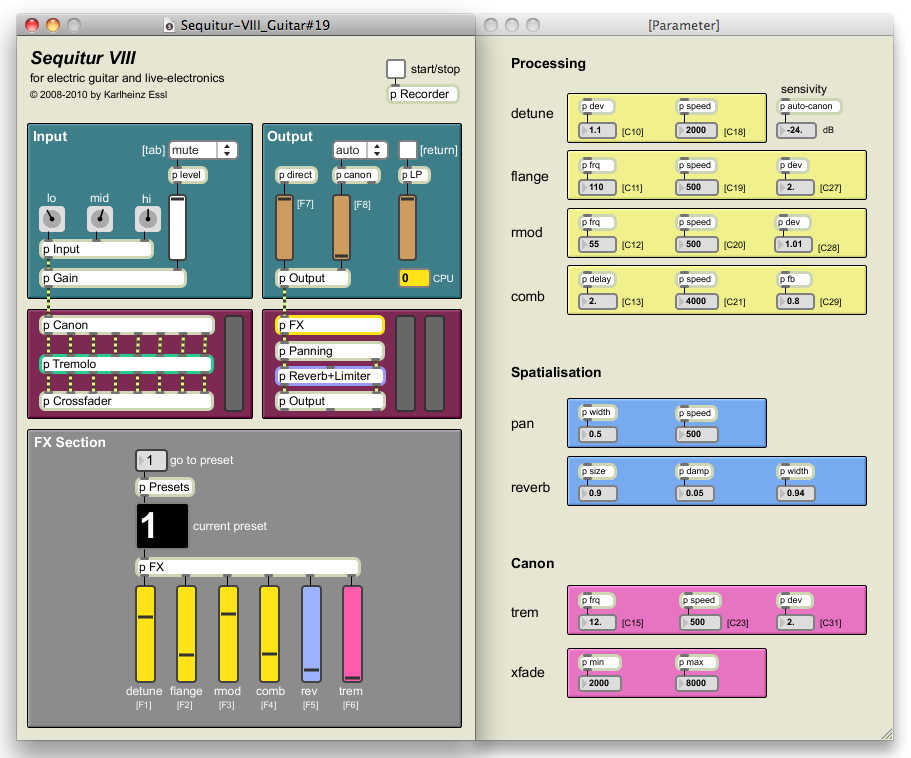 Sequitur: user interface &copy; 2008 by Karlheinz Essl