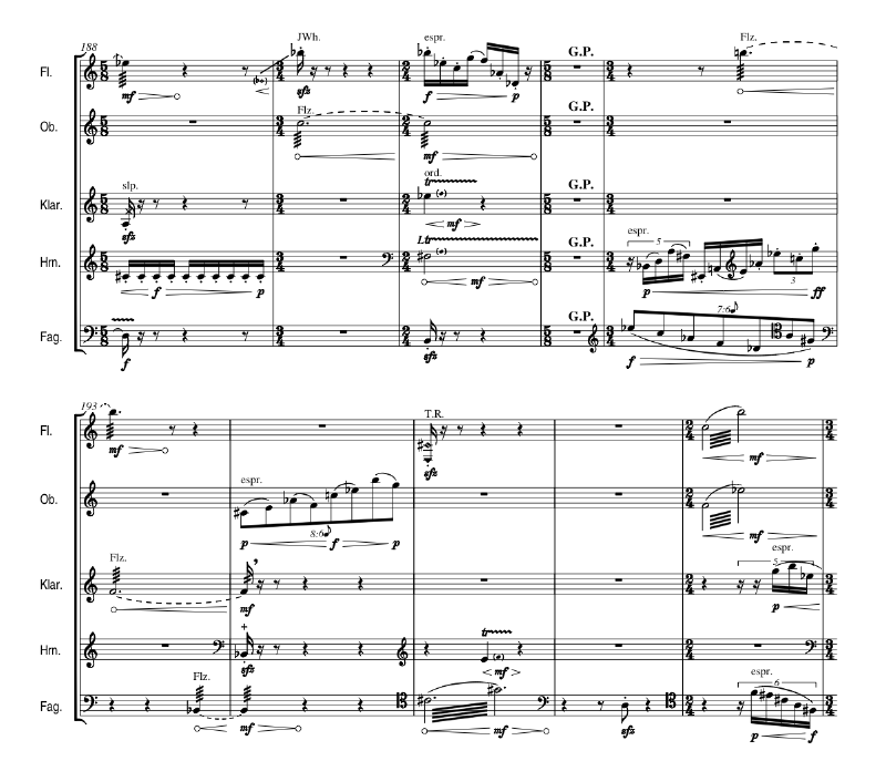Karlheinz Essl: Cinq for woodwind quintet (excerpt)