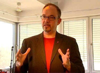 Karlheinz Essl während des Interviews